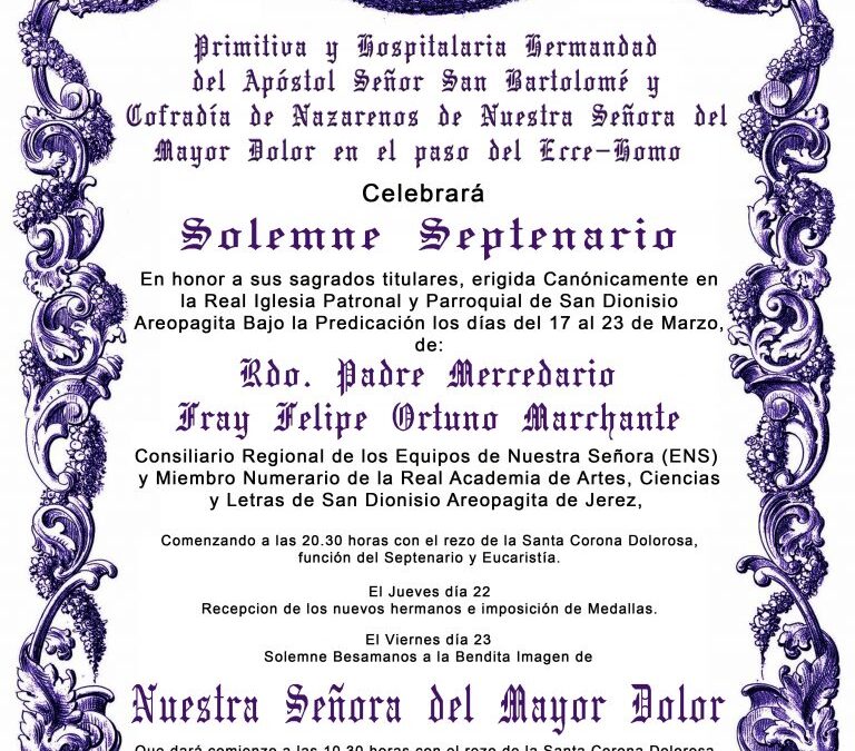 Convocatoria Septenario 2018