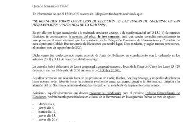 Reapertura nuevos plazos de eleccion Junta de Gobierno
